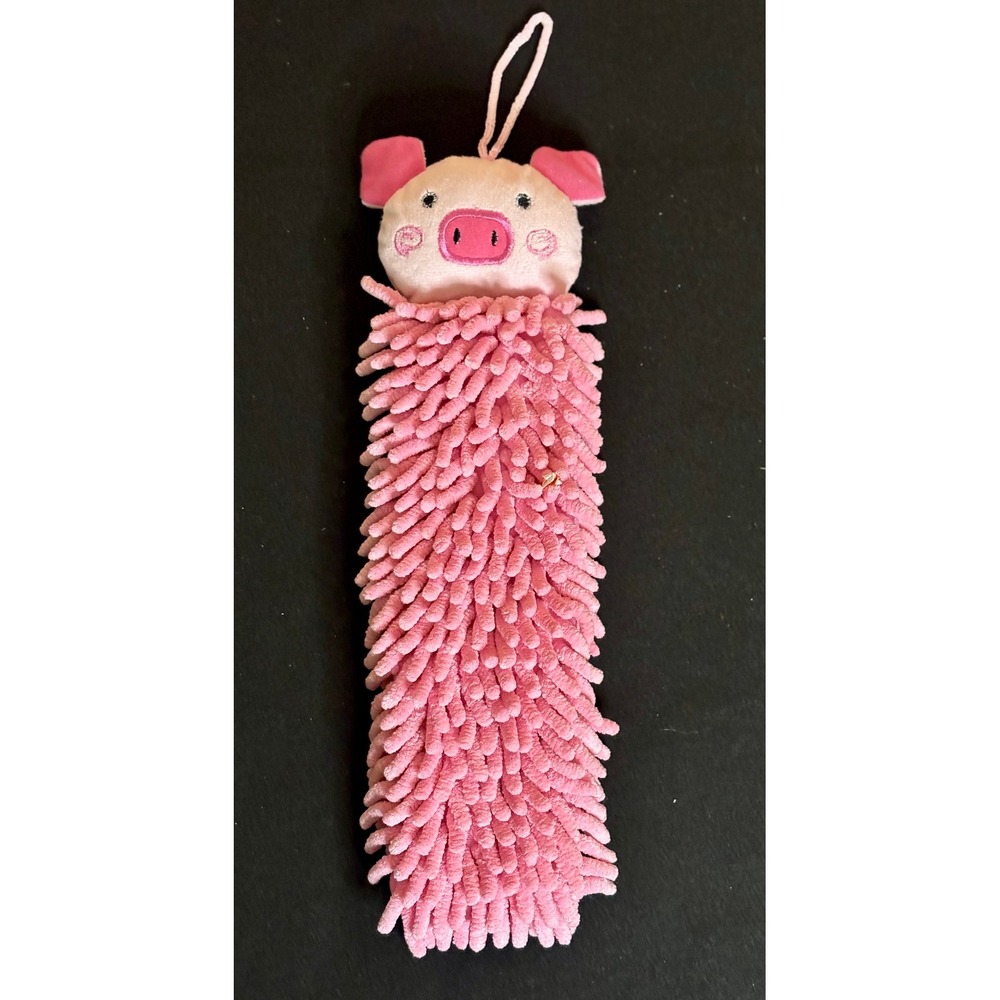 Norwex Kids Pet to Dry Pink Pig Chenille Microfiber Hand Towel BacLock